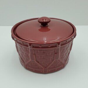 Longaberger Paprika Woven Drum Crock Round Lidded Canister Cookie Jar